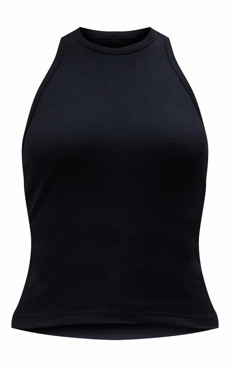 Black Pretty Little Thing Ribbed Racer Tanks | MBURNOC-20