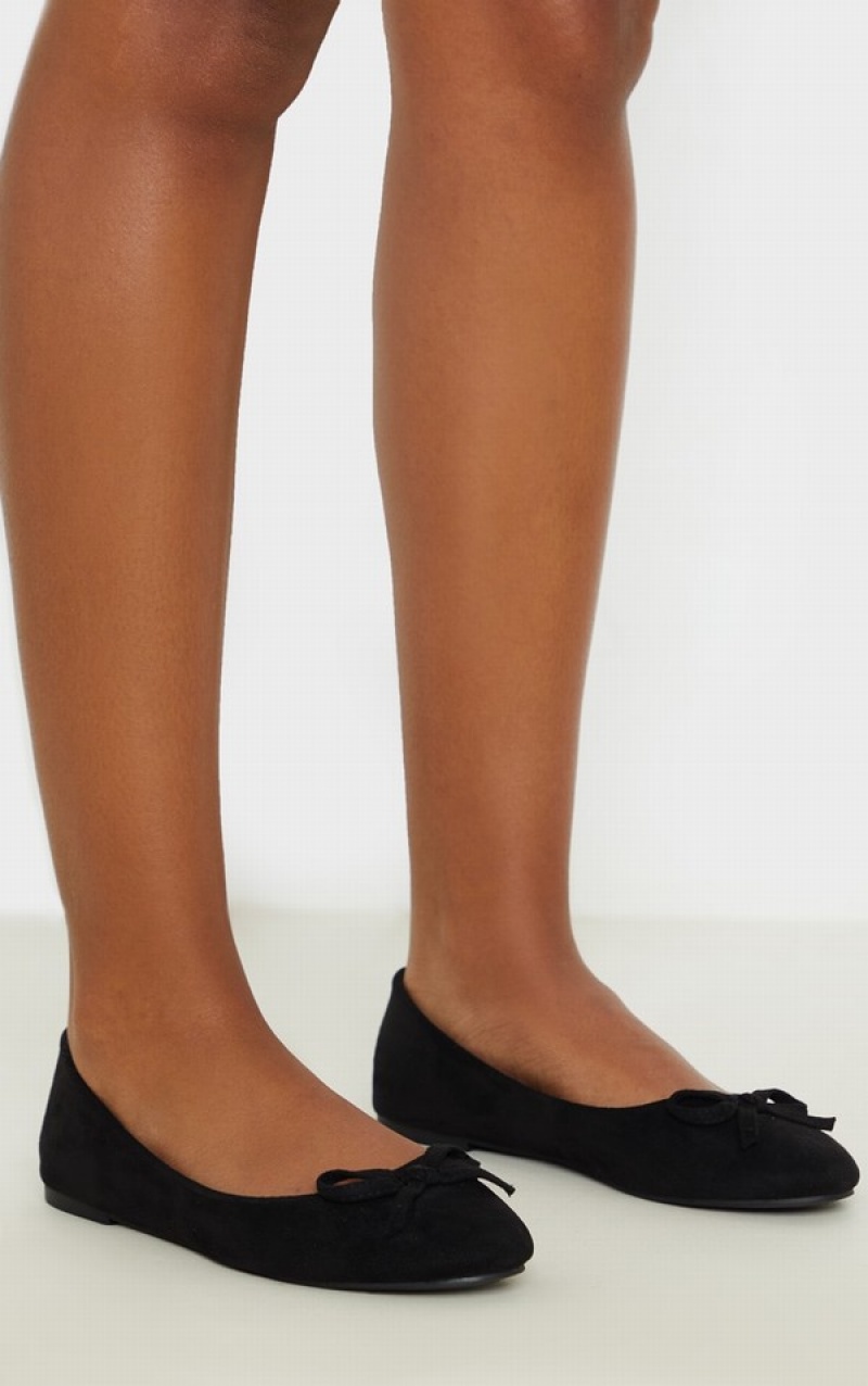 Black Pretty Little Thing Round Toe Ballet Pumps | MBYWVHE-04