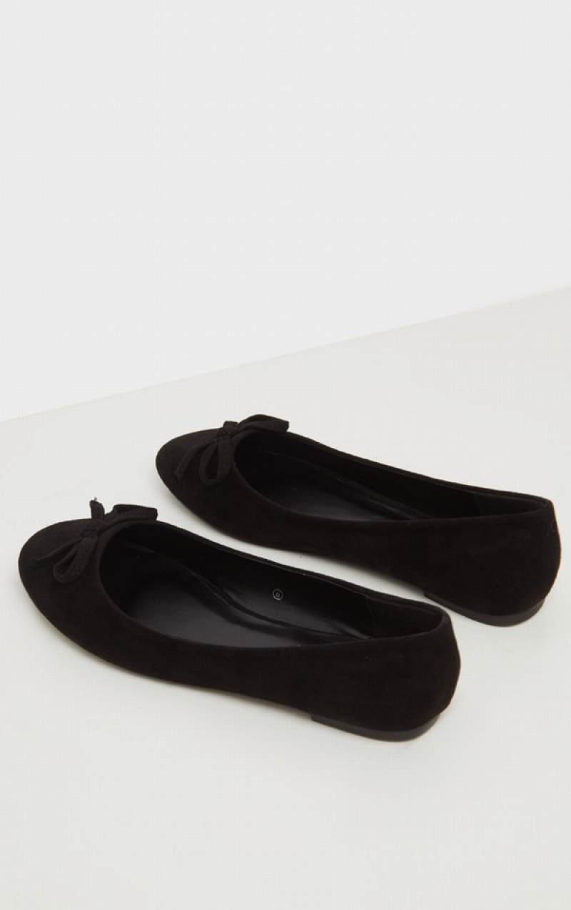 Black Pretty Little Thing Round Toe Ballet Pumps | MBYWVHE-04