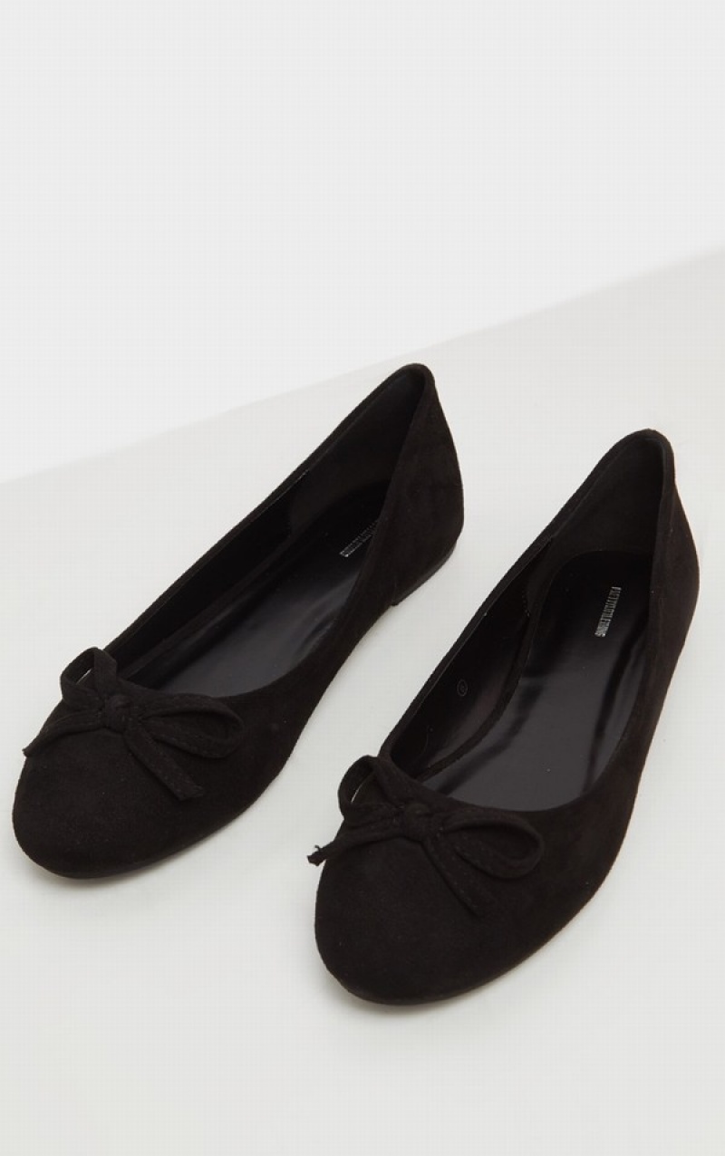 Black Pretty Little Thing Round Toe Ballet Pumps | MBYWVHE-04