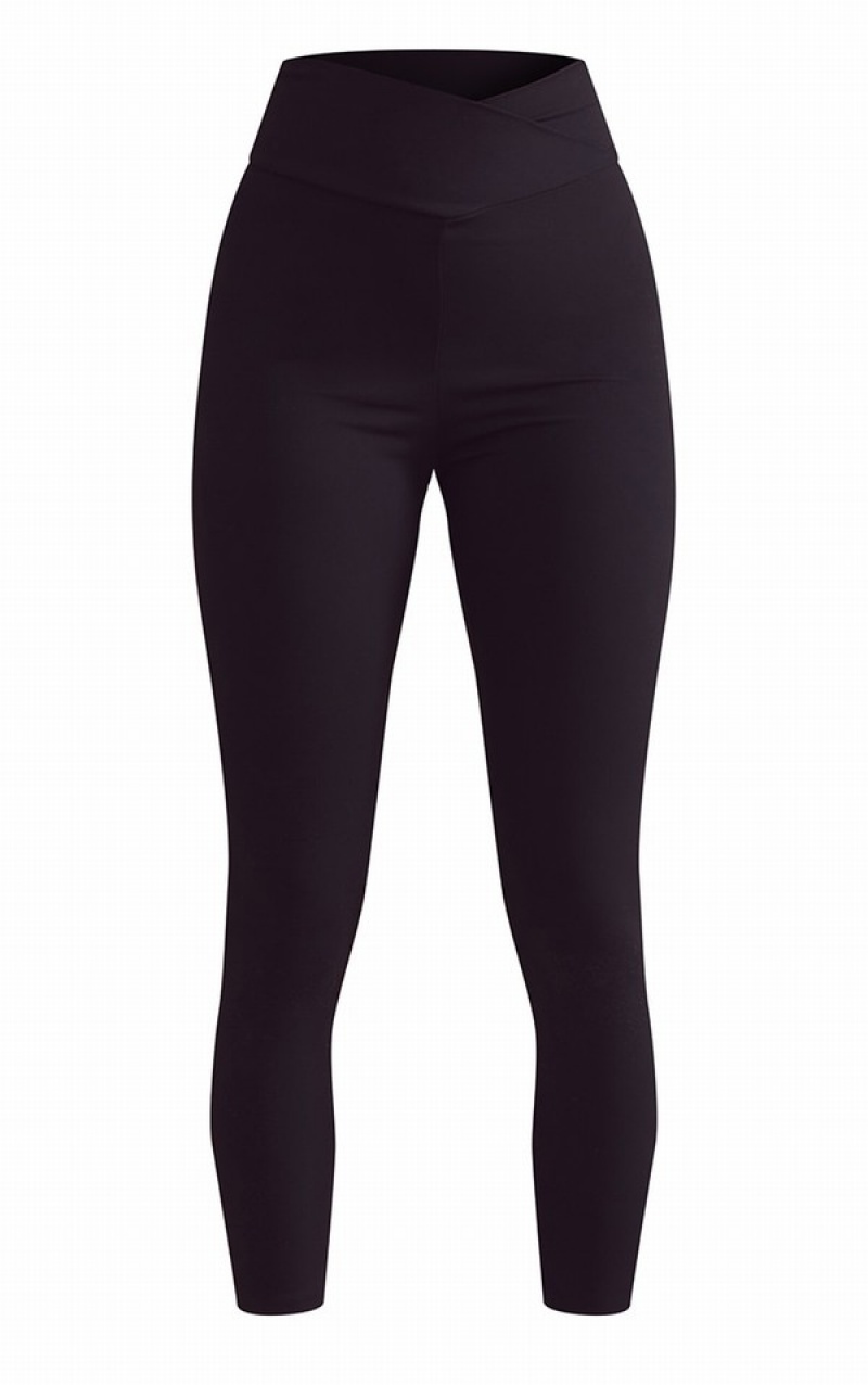 Black Pretty Little Thing Sculpt Luxe Ruched Bum Gym Leggings | KNJTZUH-61