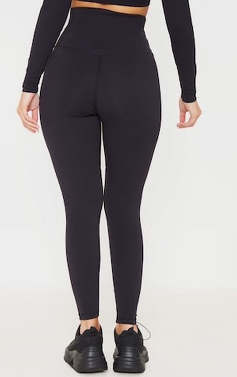 Black Pretty Little Thing Sculpt Super High Waist Gym Leggings | WSFDKLO-47