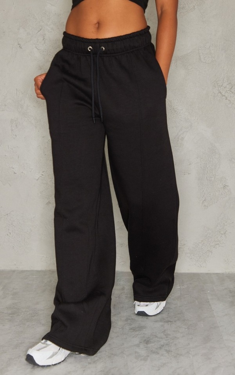 Black Pretty Little Thing Seam Detail Straight Legpant Sweatpants | UHPXBDO-87