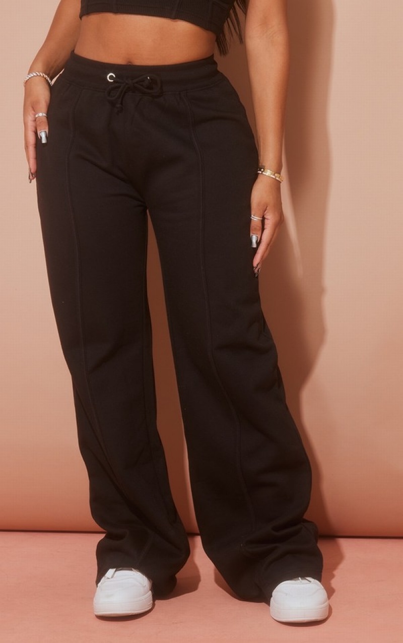 Black Pretty Little Thing Shape Binded Wide Leg Sweatpants | AEQZNOK-45