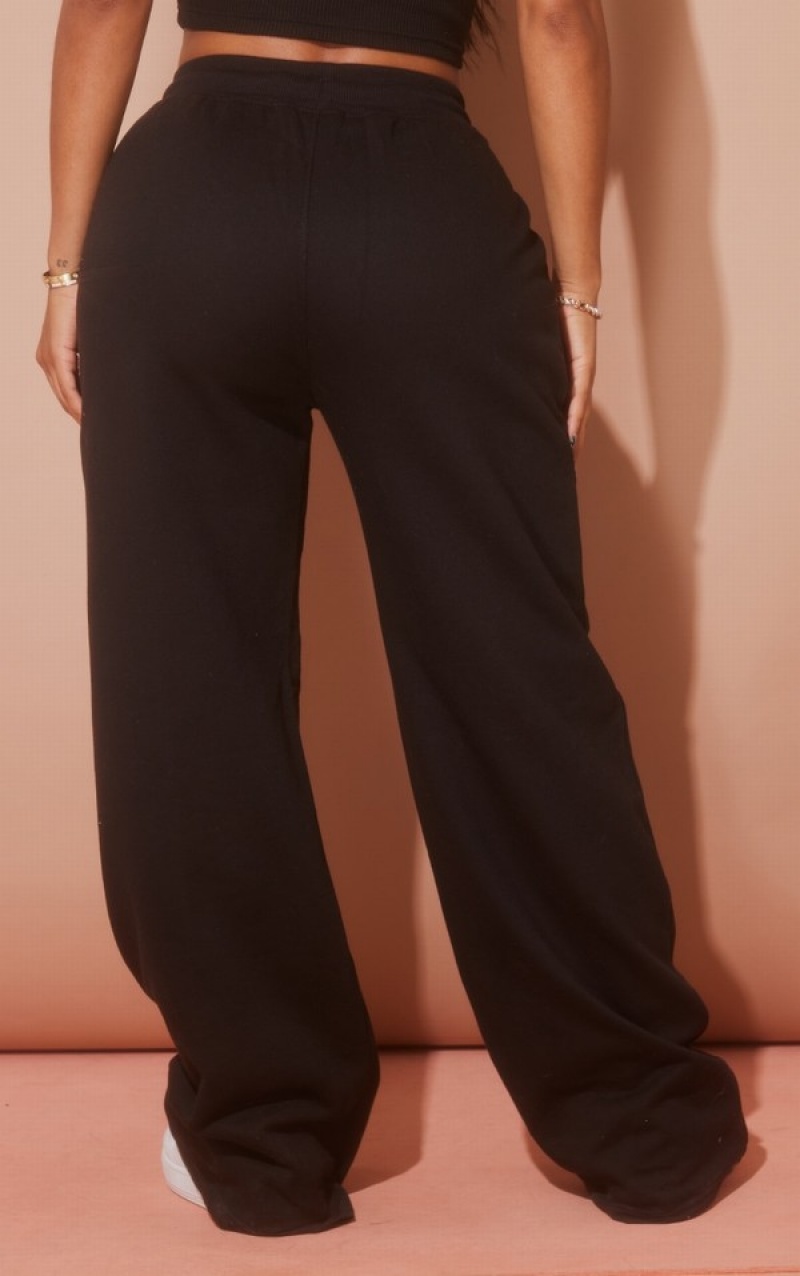 Black Pretty Little Thing Shape Binded Wide Leg Sweatpants | AEQZNOK-45