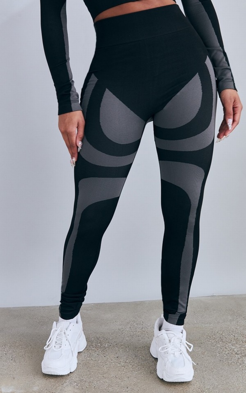 Black Pretty Little Thing Shape Blacknded Contour Gym Leggings | KITYRJB-73