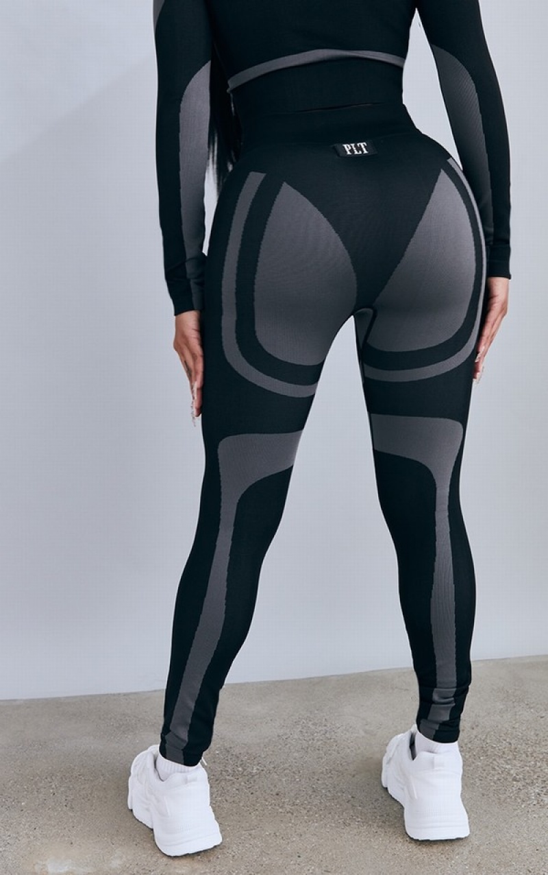 Black Pretty Little Thing Shape Blacknded Contour Gym Leggings | KITYRJB-73