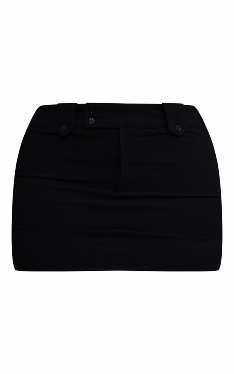 Black Pretty Little Thing Shape Woven Micro Skirts | QGIVZDT-78