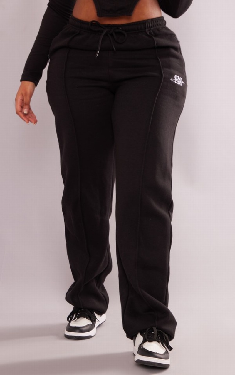 Black Pretty Little Thing Shape Zip Pocket Wide Leg Sweatpants | CMLIBFU-32