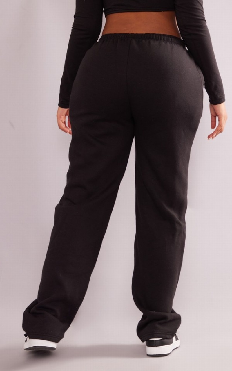 Black Pretty Little Thing Shape Zip Pocket Wide Leg Sweatpants | CMLIBFU-32