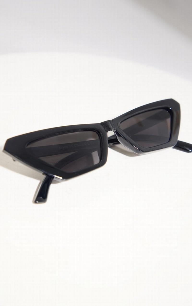 Black Pretty Little Thing Slim Pointed Cat Eye Sunglasses | GQMWYUR-18