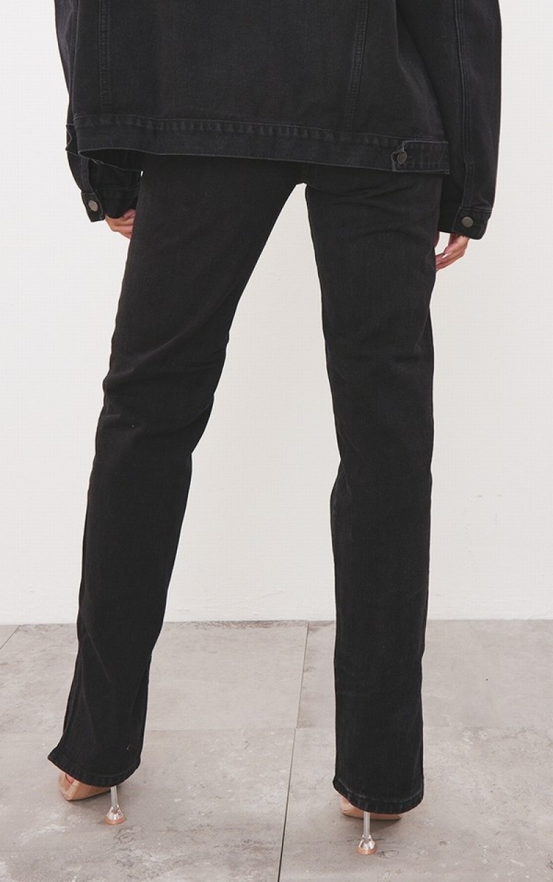 Black Pretty Little Thing Split Hem Jeans | GXNPEMI-21