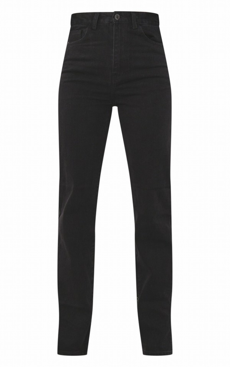 Black Pretty Little Thing Split Hem Jeans | GXNPEMI-21