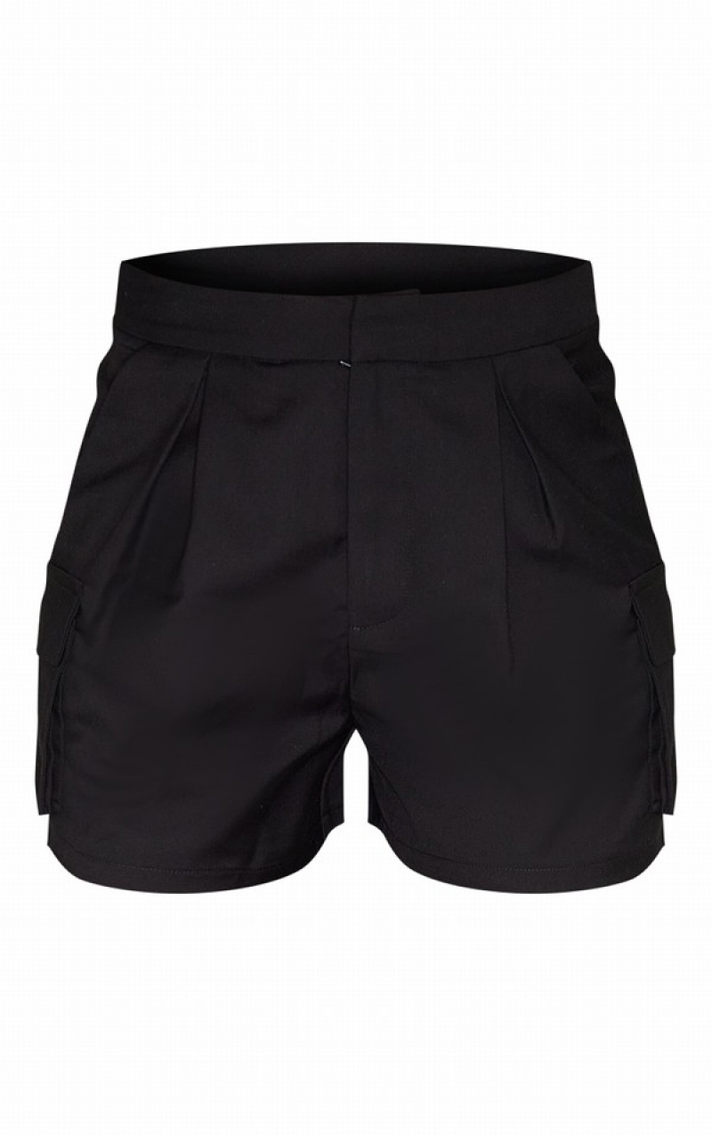 Black Pretty Little Thing TailoPocket Cargo Shorts | ENCGZSM-39