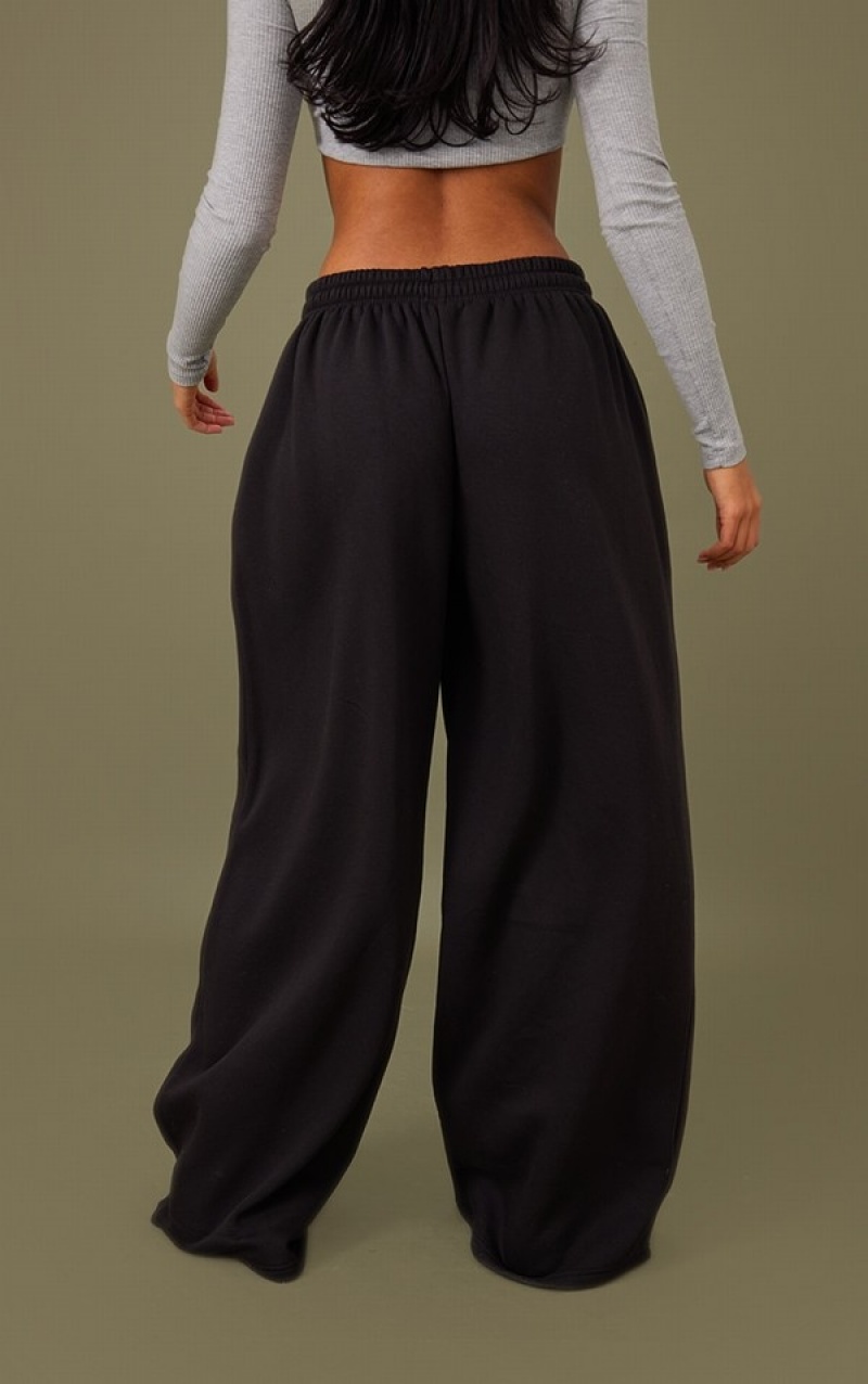 Black Pretty Little Thing Tall Super Wide Leg Sweatpants | VCALYWB-93