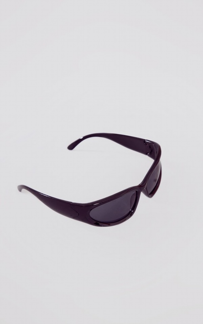 Black Pretty Little Thing Thick Frame Visor Sunglasses | WCUPYGL-96