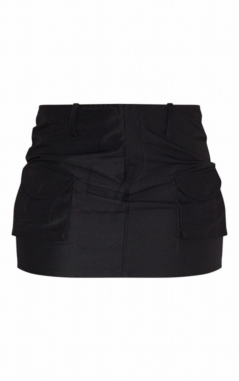 Black Pretty Little Thing Twill Micro Cargo Skirts | NECLUAF-60