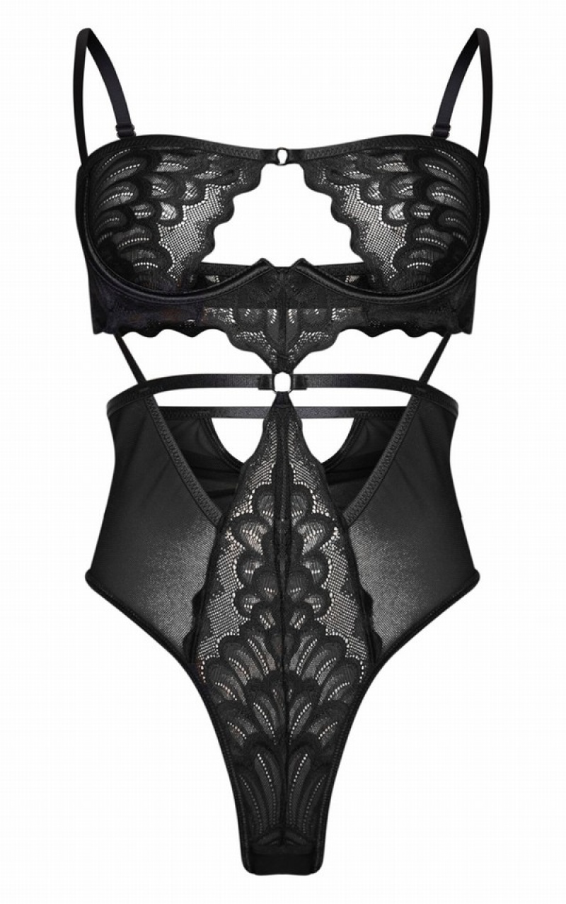 Black Pretty Little Thing UnderwiCut Out Lace Body Lingerie | CSVAYME-27