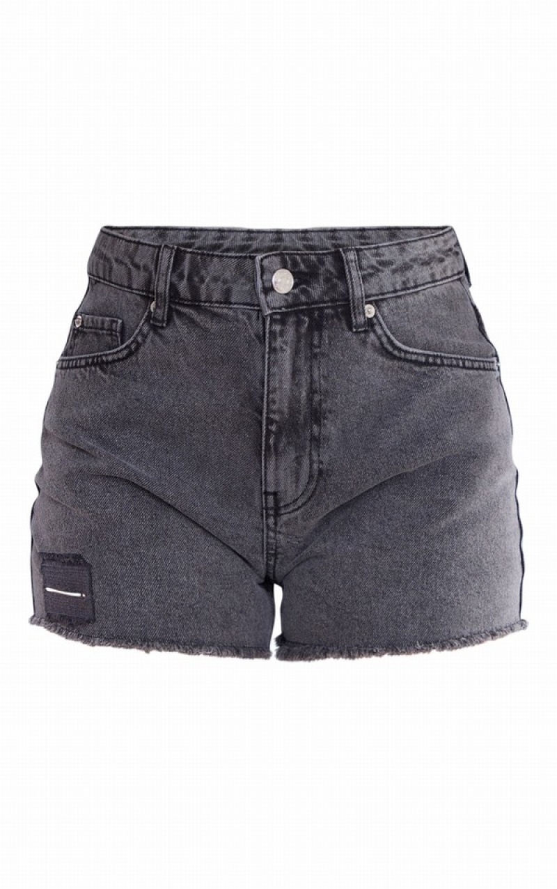 Black Pretty Little Thing Washed Relaxed Fit Shorts | TNVFIYM-67