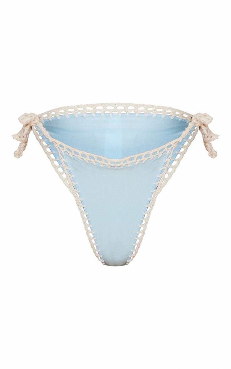 Blue Pretty Little Thing Baby Contrast Crochet Tie Side Bikini Bottoms | PAJQHGY-14