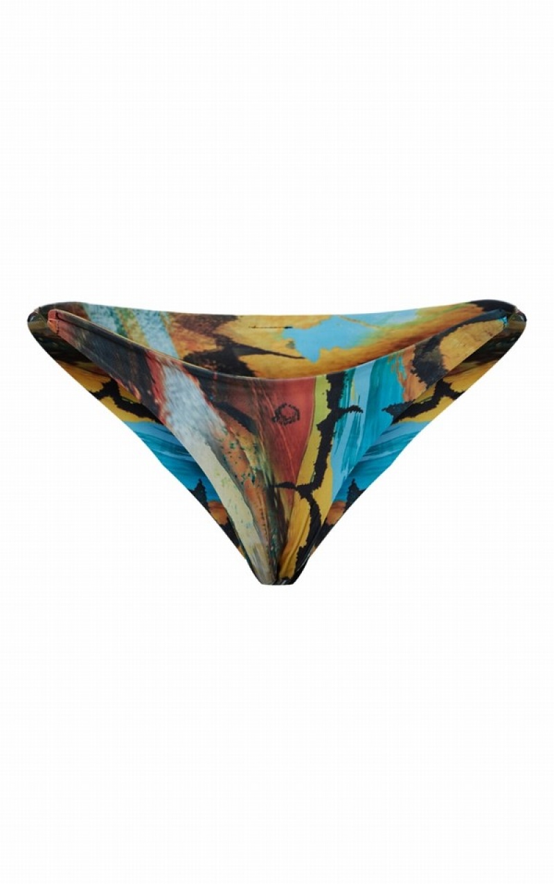 Blue Pretty Little Thing Butterfly Printzilian String Side Bikini Bottoms | BJWXDLN-41