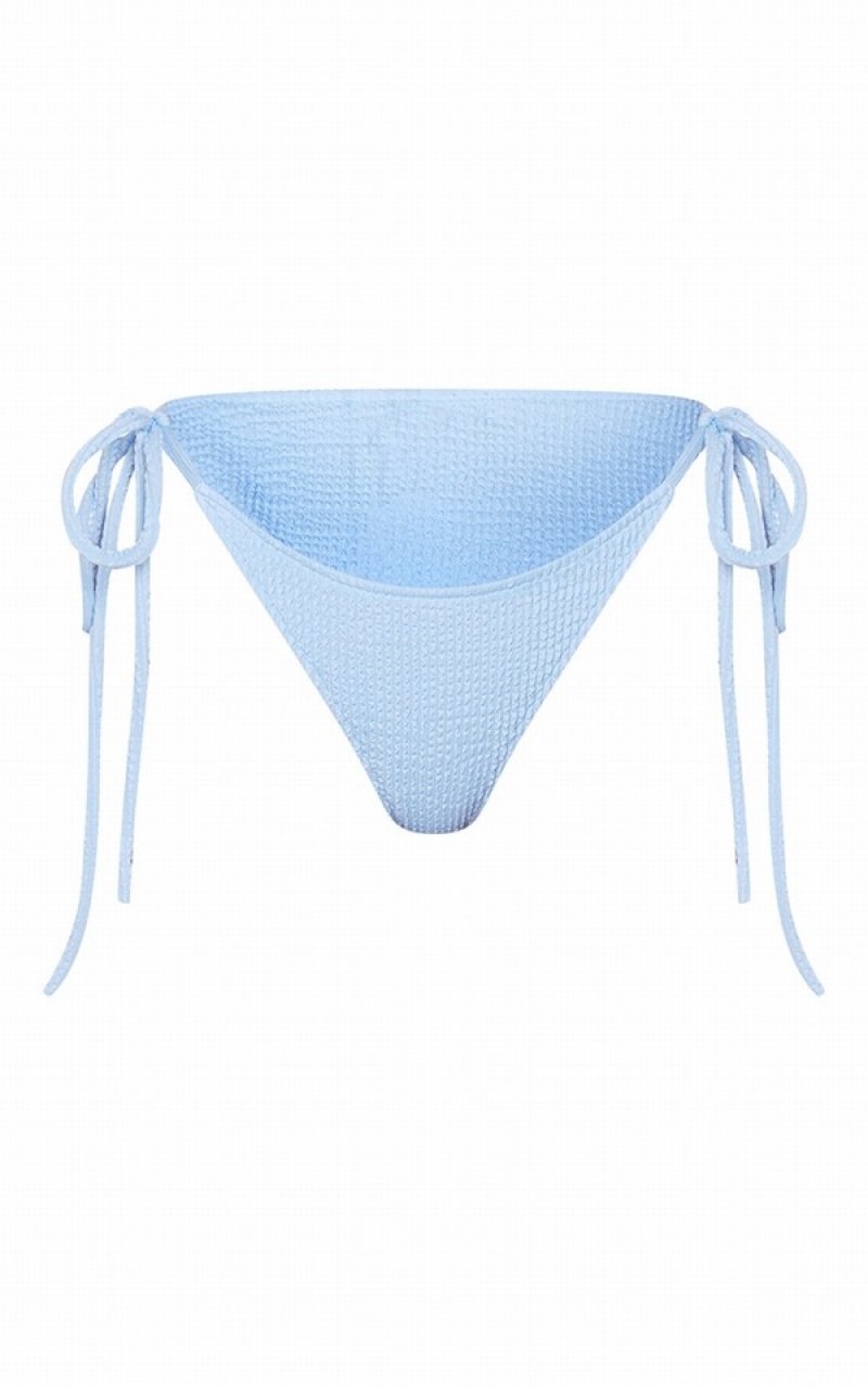 Blue Pretty Little Thing Crinkle Tie Side Bikini Bottoms | SLHZYIT-61