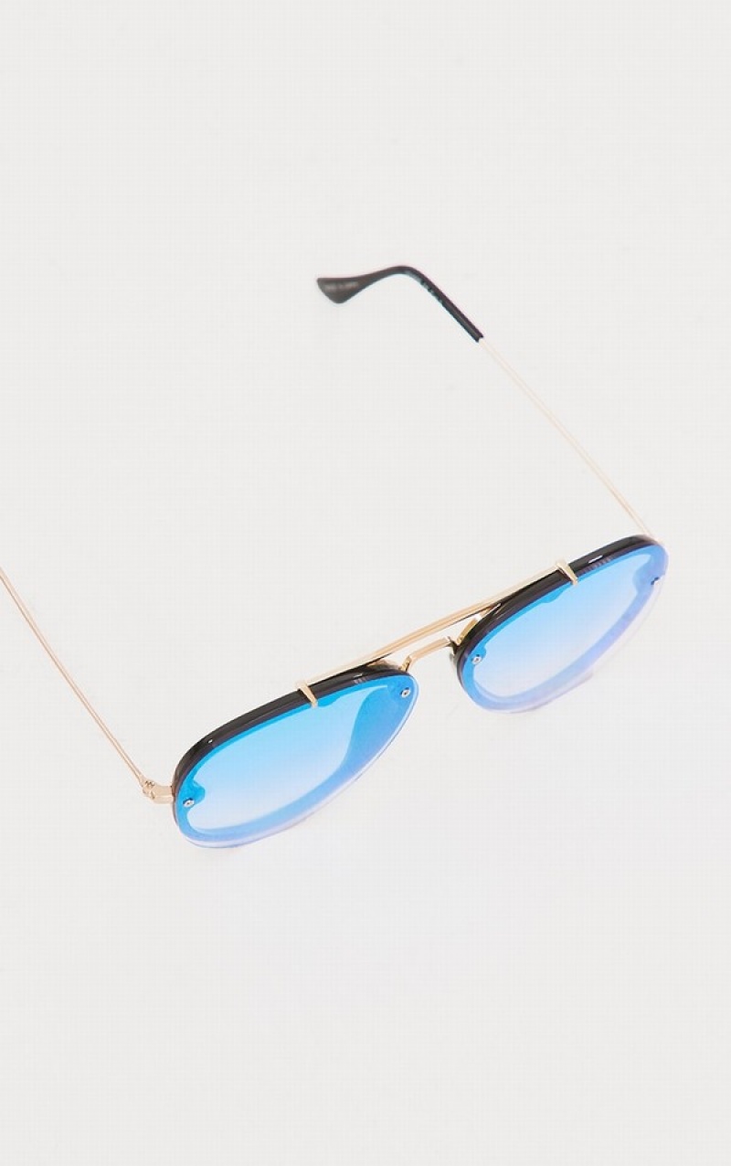 Blue Pretty Little Thing MirroLens Aviator Sunglasses | JDWOEHB-12