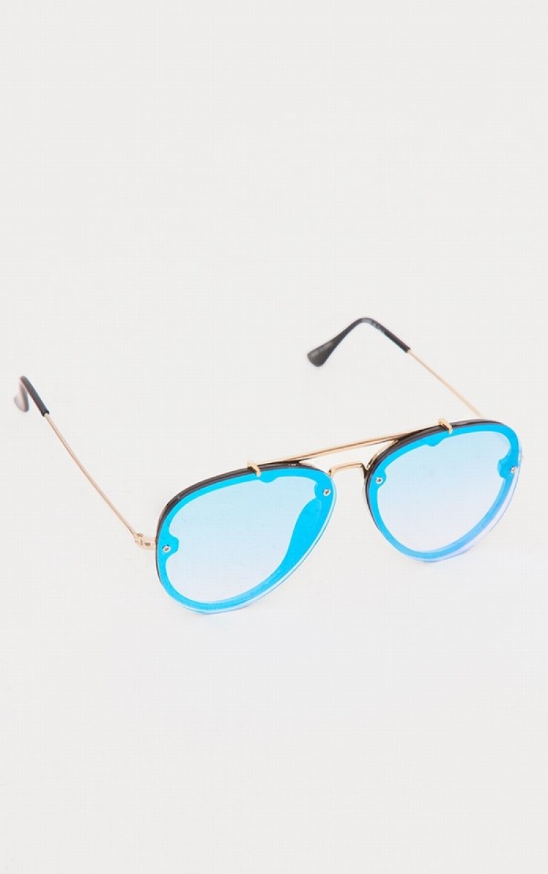 Blue Pretty Little Thing MirroLens Aviator Sunglasses | JDWOEHB-12