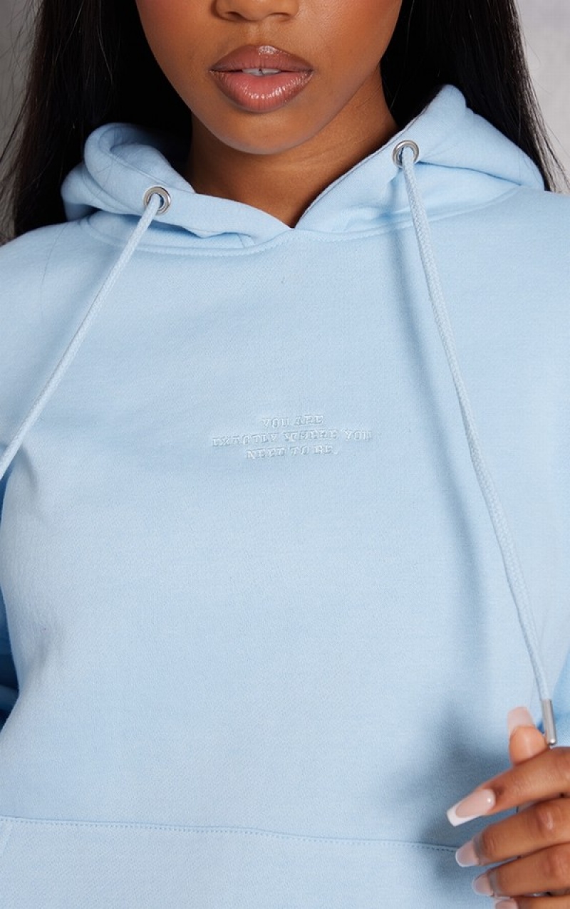 Blue Pretty Little Thing Pale Graphic Oversized Hoodie | WASCQFM-13