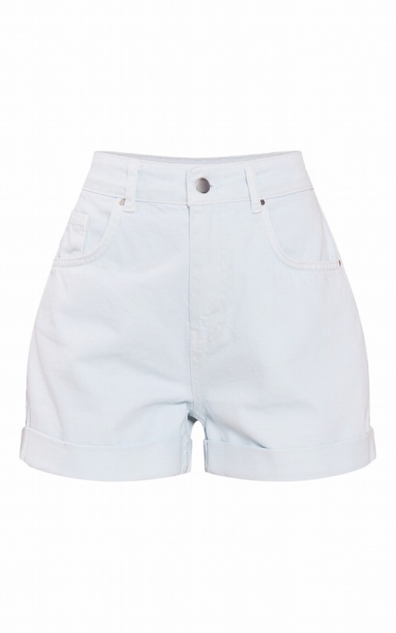 Blue Pretty Little Thing Pastel Foldover Hem Mom Shorts | FHVTRCP-03