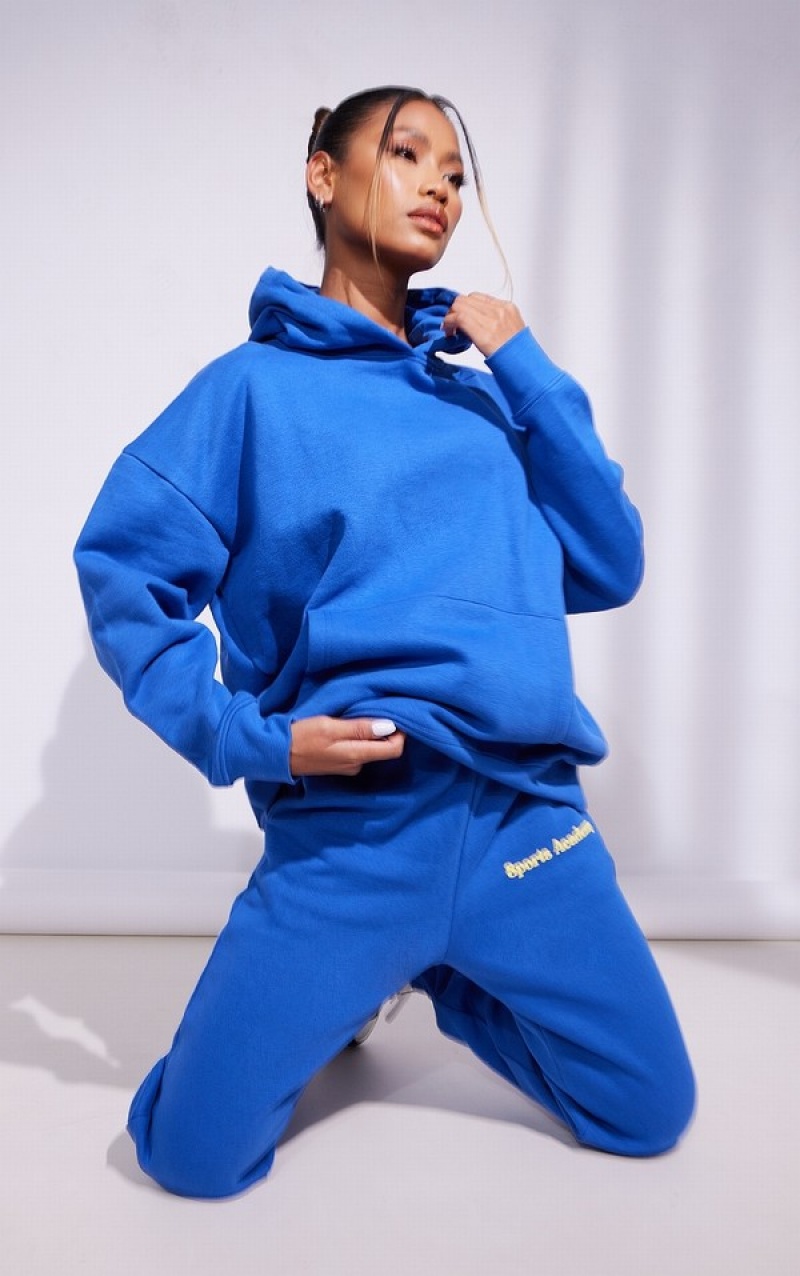 Blue Pretty Little Thing Premium Royal Sports Academy Puff Print Oversized Hoodie | SONJTAK-03