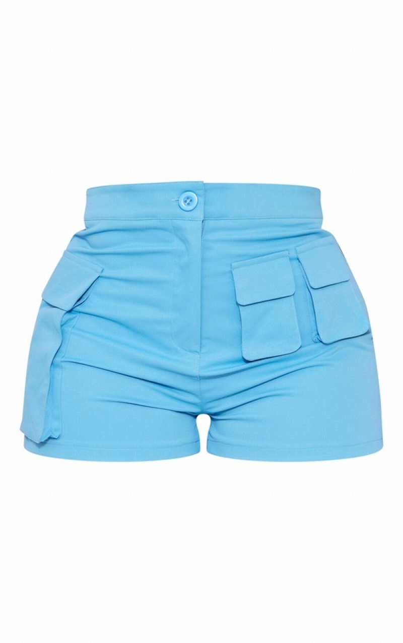 Blue Pretty Little Thing Shape Twill Pocket Detail Cargo Shorts | IWNXPBU-10