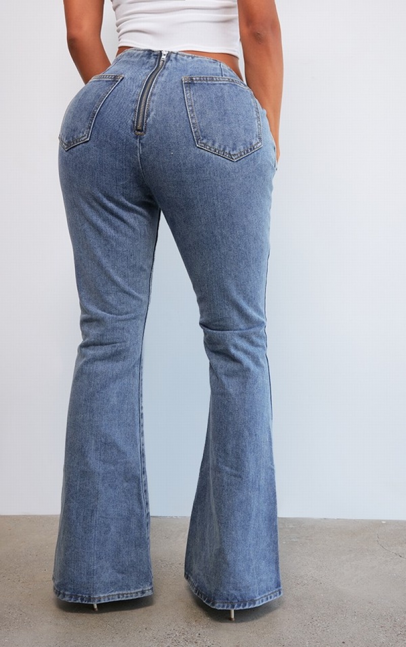 Blue Pretty Little Thing Shape Washed ed Flare Jeans | CEYDHNR-72