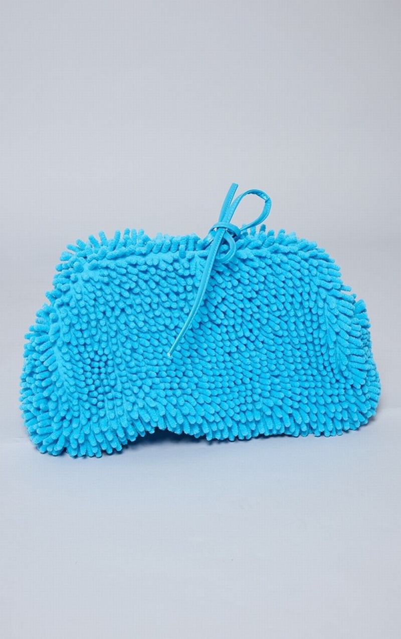 Blue Pretty Little Thing Soft Bobbly Slouchy Clutch Bags | EMXWBGP-03