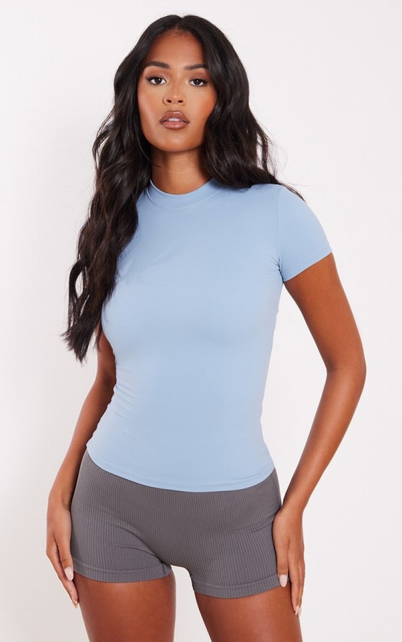 Blue Pretty Little Thing Tall Dusty Contour Sculpt Sleeve T-shirts | NWXOHUF-12