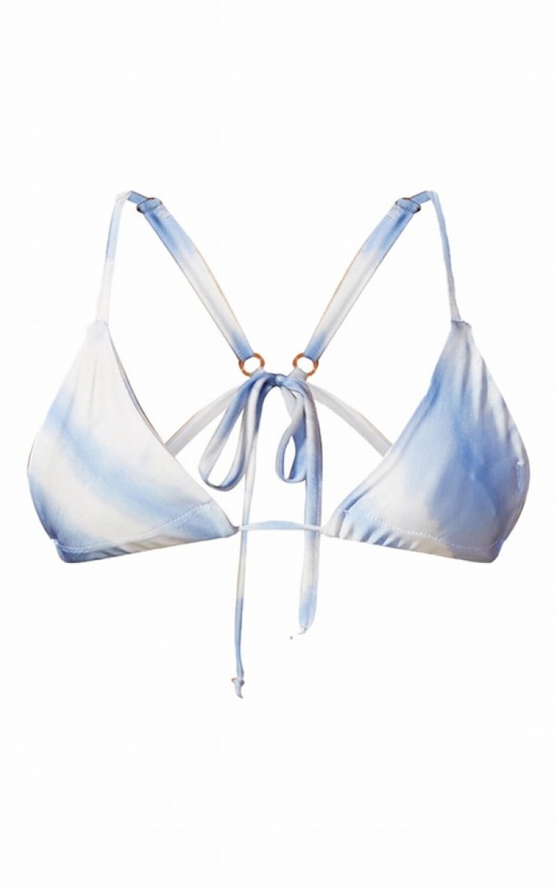 Blue Pretty Little Thing Tie Dye Triangle Bikini Tops | PLJEOTD-26