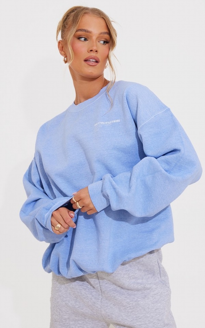 Blue Pretty Little Thing Washed Worldwide Sweatshirts | LARNEIF-89