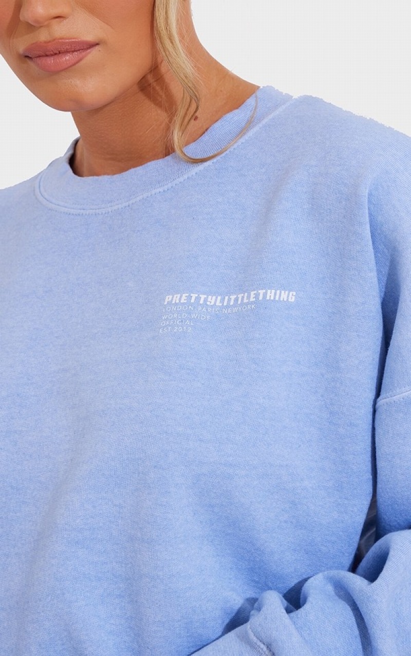 Blue Pretty Little Thing Washed Worldwide Sweatshirts | LARNEIF-89