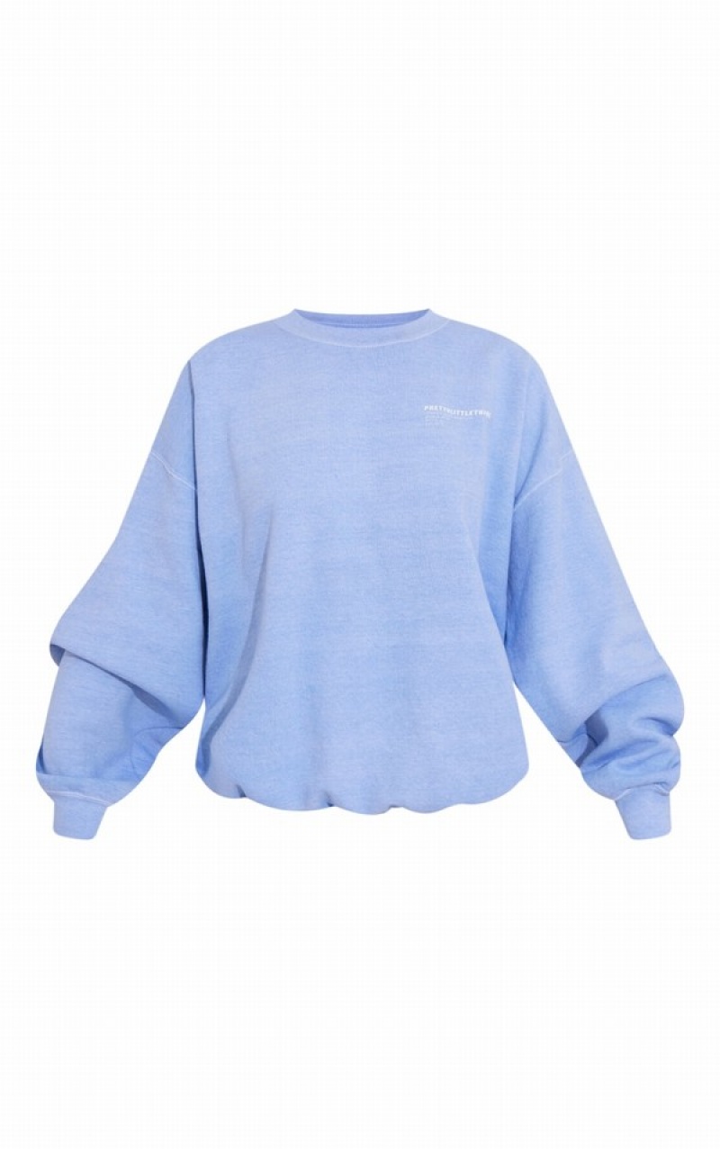 Blue Pretty Little Thing Washed Worldwide Sweatshirts | LARNEIF-89