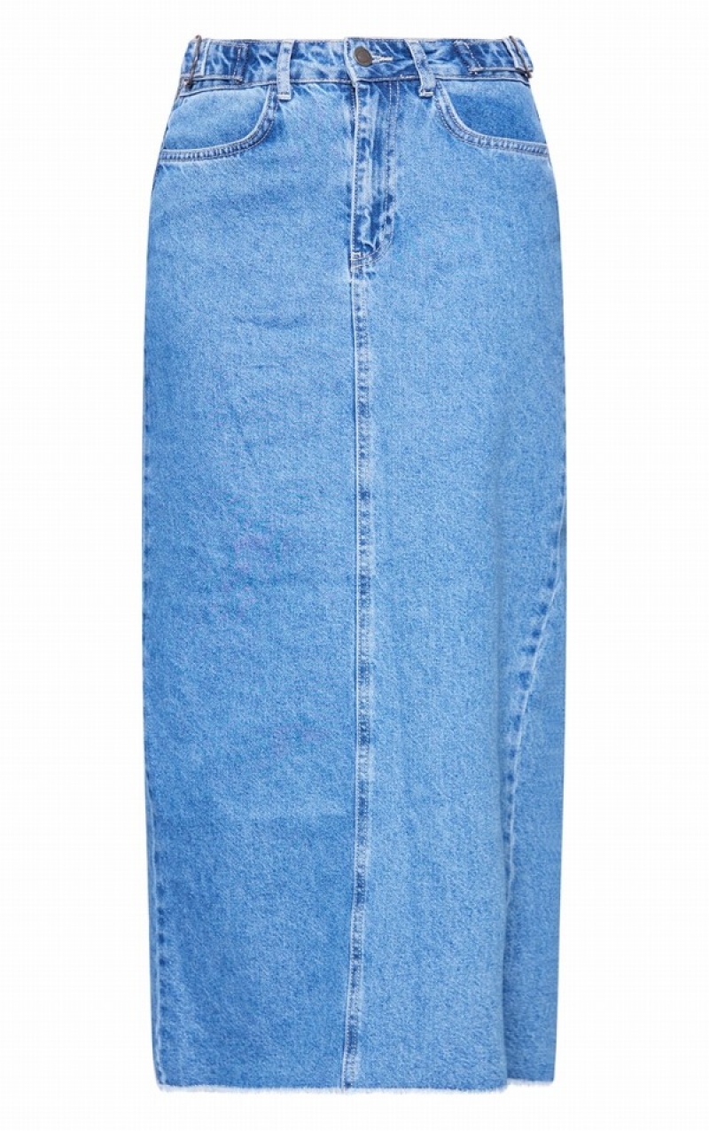 Blue / Wash Pretty Little Thing Mid Wash Side Adjuster Skirts | YQAWEFU-20