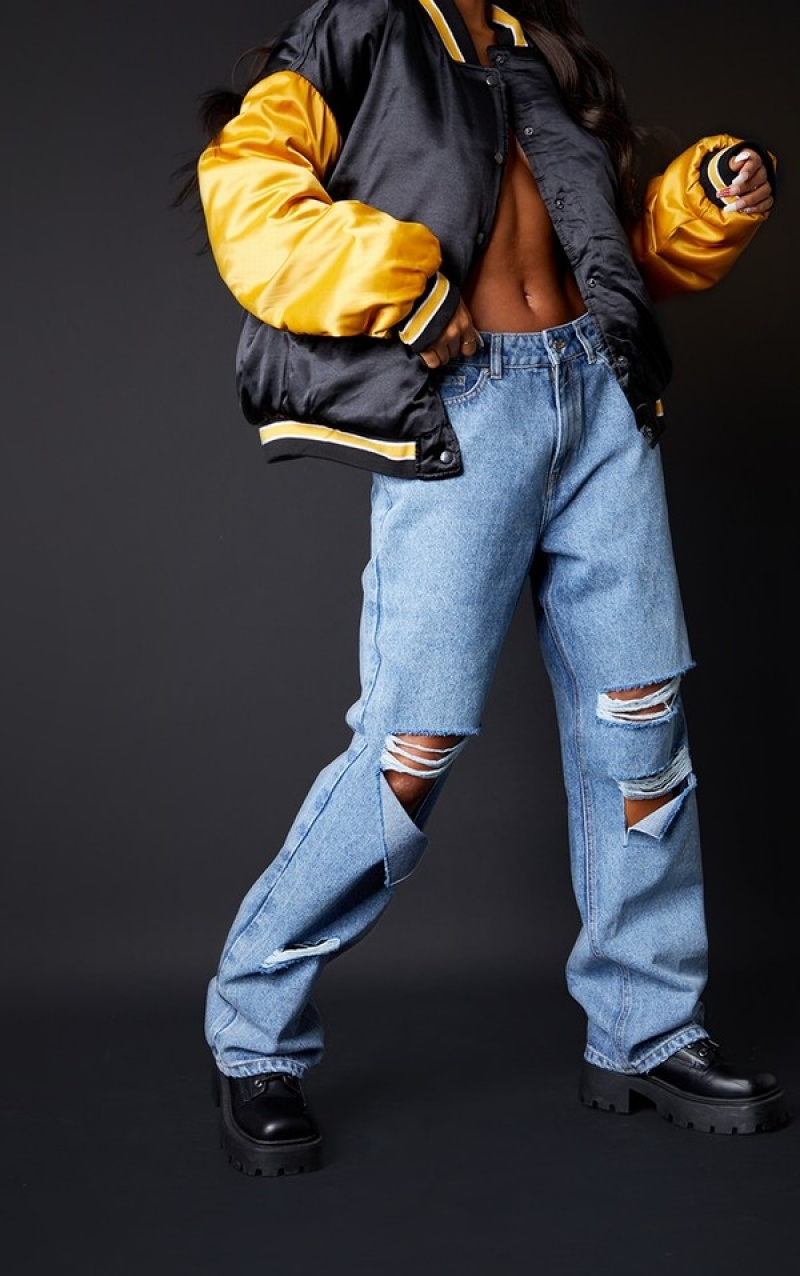 Blue / Wash Pretty Little Thing Mid Wash gy Low Rise Ripped Boyfriend Jeans | PDLATHU-42