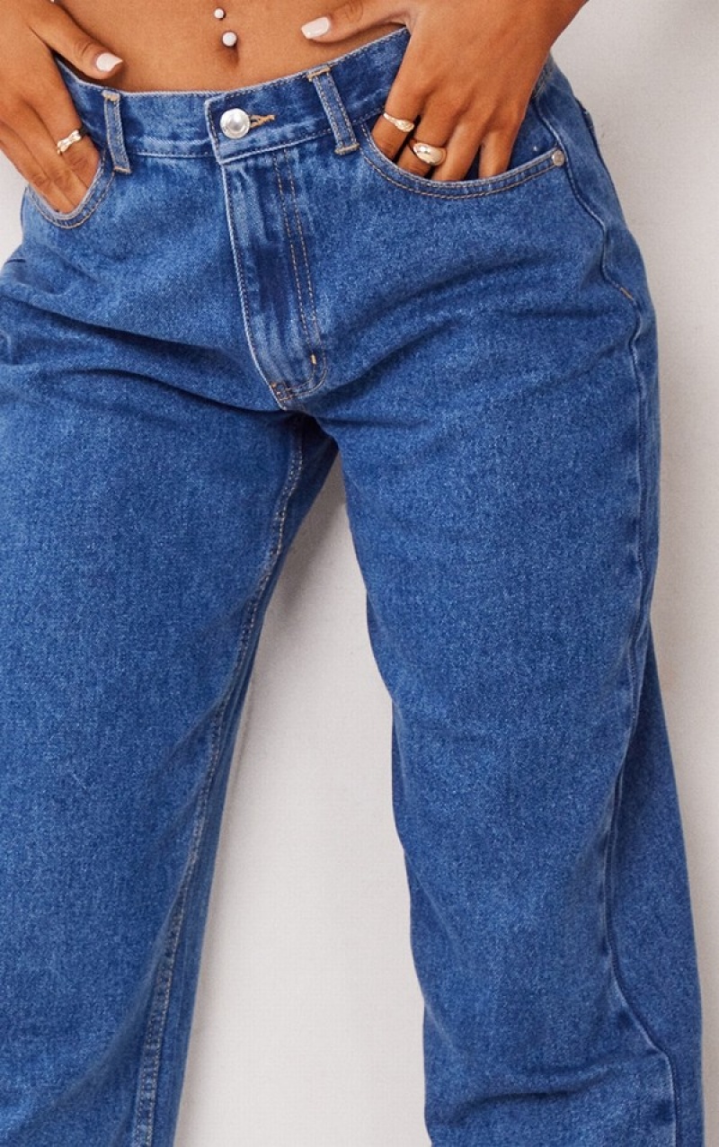 Blue / Wash Pretty Little Thing Mid Wash gy Wide Leg Jeans | KSERIOJ-90