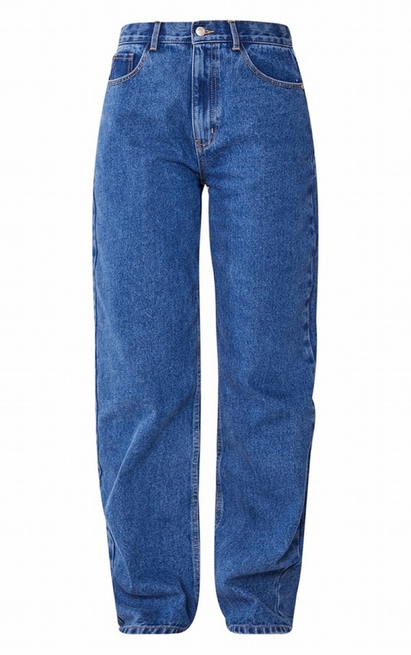 Blue / Wash Pretty Little Thing Mid Wash gy Wide Leg Jeans | KSERIOJ-90