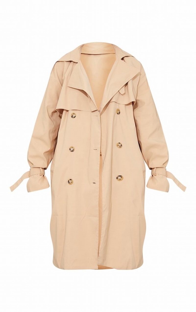 Brown Pretty Little Thing Camel Oversized ed Trench Jackets | HUGOMWB-21