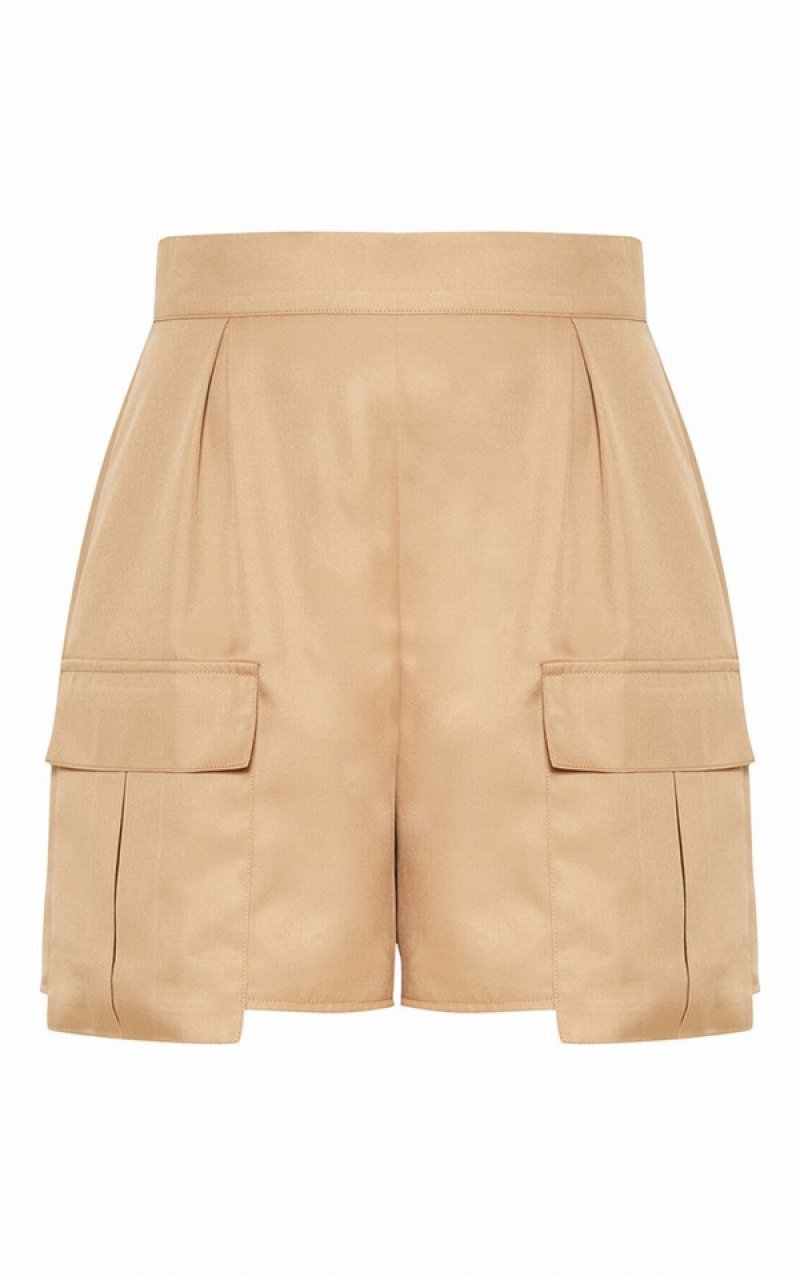 Brown Pretty Little Thing Camel Pocket Detail Cargo Shorts | LJAFMOK-65