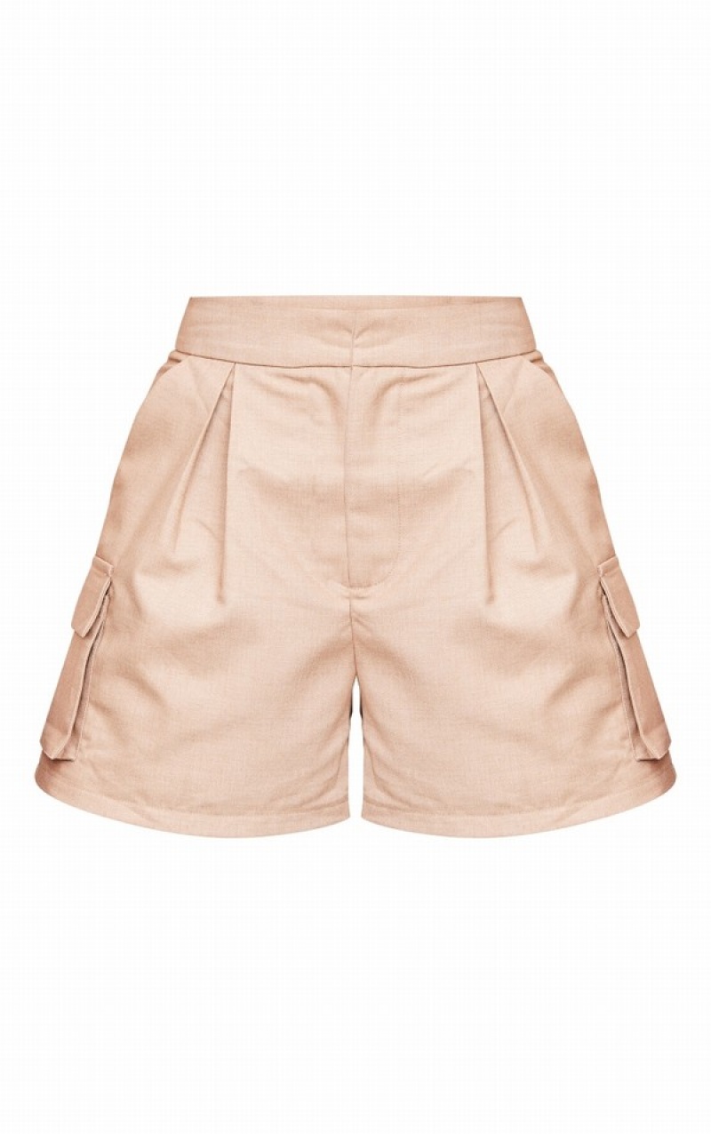 Brown Pretty Little Thing Camel TailoPocket Cargo Shorts | LEDXYAF-74