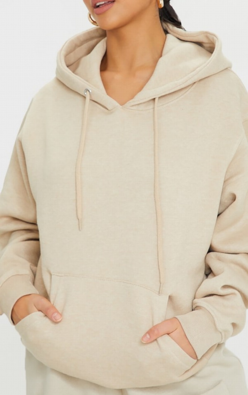 Brown Pretty Little Thing Petite Sand Oversized Ultimate Hoodie | NRDIAWV-46