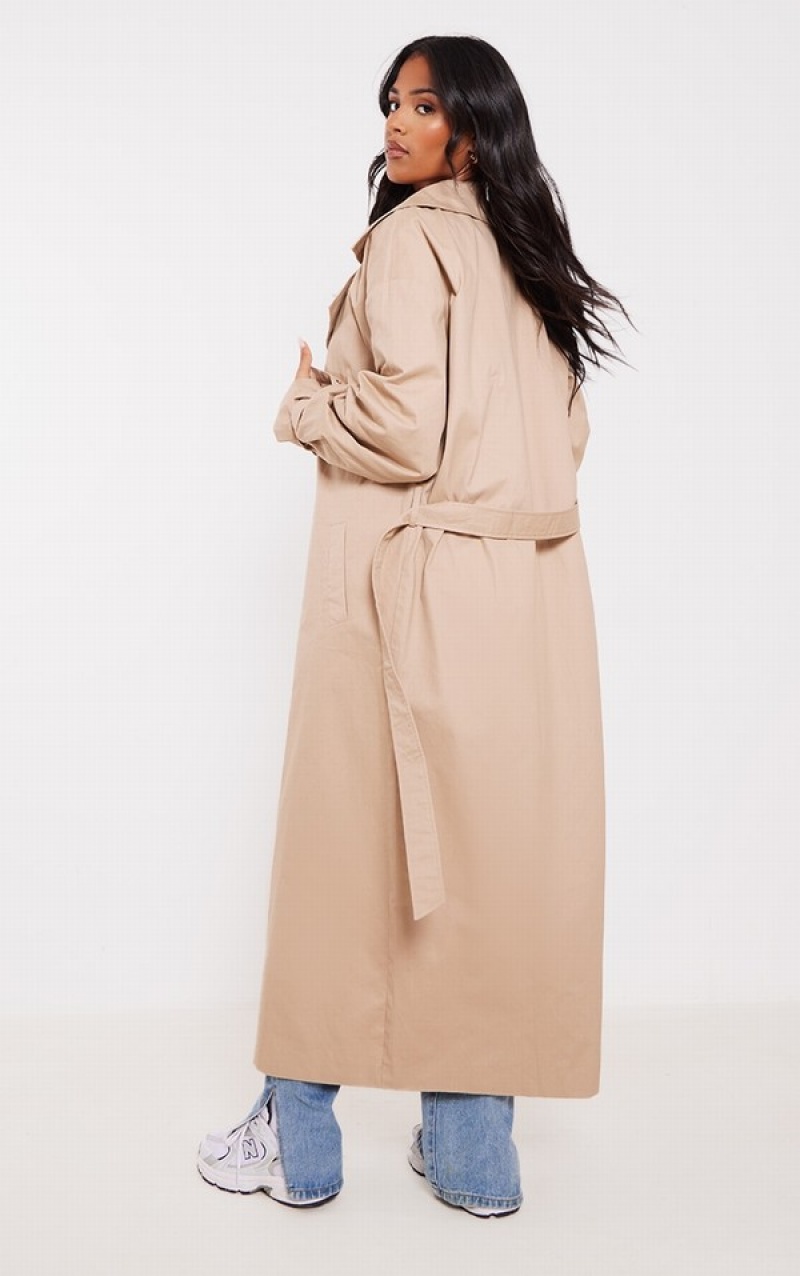 Brown Pretty Little Thing Tall Camel ed Cuff Detail Trench Coats | PUZWKEN-92