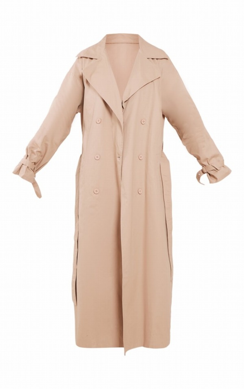 Brown Pretty Little Thing Tall Camel ed Cuff Detail Trench Coats | PUZWKEN-92