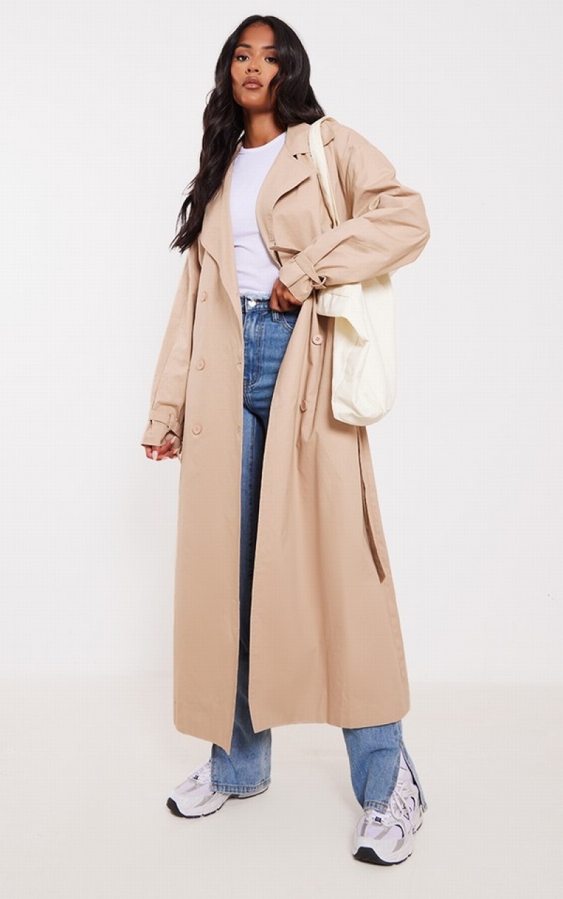 Brown Pretty Little Thing Tall Camel ed Cuff Detail Trench Coats | PUZWKEN-92